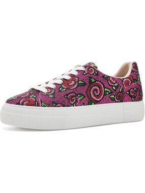 Women Fuschia Rose Comfortable Rhinestone Low-Top Glam Stylish Design Sneakers
